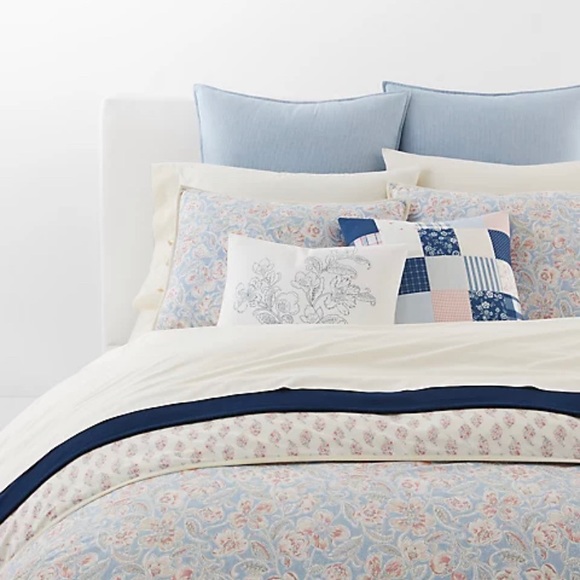 Ralph Lauren Home Cosima Floral Blue Pink King Reversible Duvet Cover & Shams - Picture 6 of 15